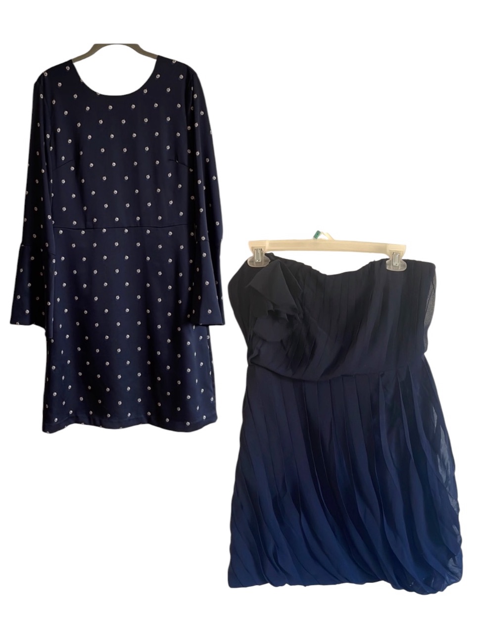 Banana Republic Riley Polka Dot Dress Bundle 8 Navy Blue Lg Open Career Cocktail